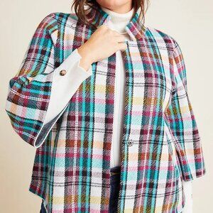 NWT Women's Anthropologie Rosetta cropped plaid blazer, Size 1x